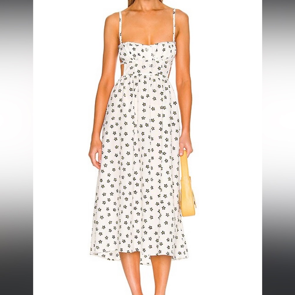 For Love & Lemons Brenda Midi Dress in Ivory Size M - Picture 1 of 7